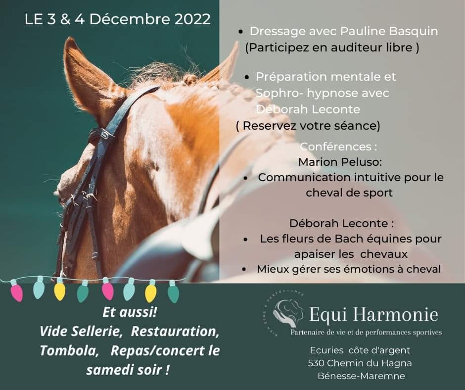 Conférence Communication Animale le 3/12/2022. Association Equi Harmonie - Benesse-Maremne